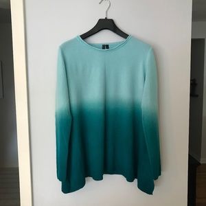 Teal Ombre Long Sleeve Flowy Sweater